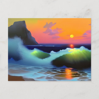 Dramatische Ozeanwellen und Sonnenuntergänge Postkarte