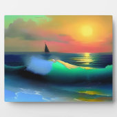 Dramatische Ozeanwellen und Sonnenuntergangsreflek Fotoplatte (Vorderseite)