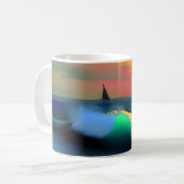 Dramatische Ozeanwellen und Sonnenuntergangsreflek Kaffeetasse (Vorderseite Links)