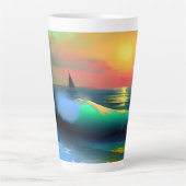 Dramatische Ozeanwellen und Sonnenuntergangsreflek Milchtasse (Vorderseite)