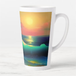 Dramatische Ozeanwellen und Sonnenuntergangsreflek Milchtasse