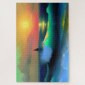 Dramatische Ozeanwellen und Sonnenuntergangsreflek Puzzle (Vertikal)