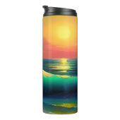 Dramatische Ozeanwellen und Sonnenuntergangsreflek Thermosbecher (Nach rechts gedreht)