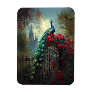 Dramatische Pfau-Rote Rosen Gothic Flexible Magnet