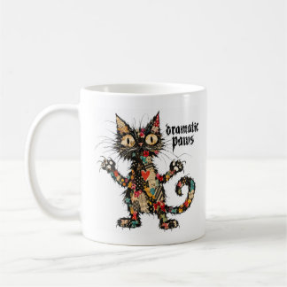 Dramatische Pfoten Lustige Schwarze Katze Kaffeeta Kaffeetasse