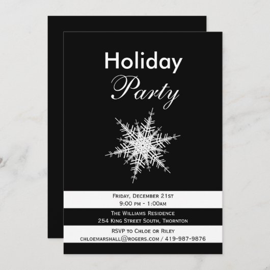 Dramatische Schwarz-Weiß-Feier Einladung (Vorne/Hinten)