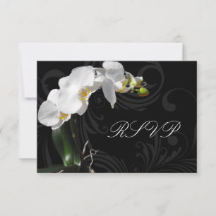 Dramatische Schwarz-Weiß-Orchidee passende RSVP Karte