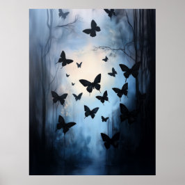 Dramatische Schwarze Schmetterlinge Blaue Himmel A Poster