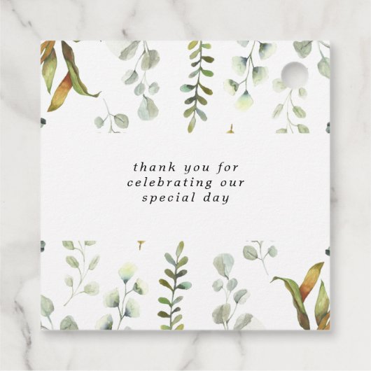 dramatische Silberblumen-Monogramm-Hochzeit Geschenkanhänger (Rückseite)