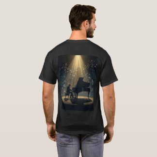 Dramatische Silhouette der Klaviermusik mit Stadtl T-Shirt