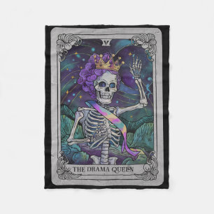 Dramatische Skelett-Königin Tarotkarte Gothic Hexe Fleecedecke