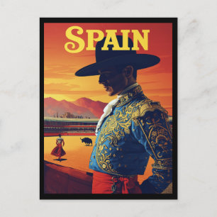 Dramatische Spanien-Matador-Vintage-Reisekunst Postkarte