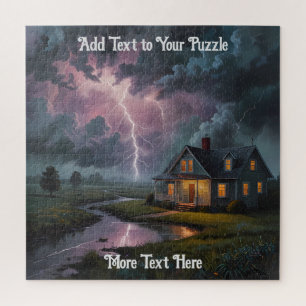 Dramatische Sturmlandschaft mit Blitz Puzzle