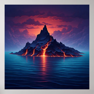 Dramatische Vulkanküste bei Dämmerung 🌊 Poster