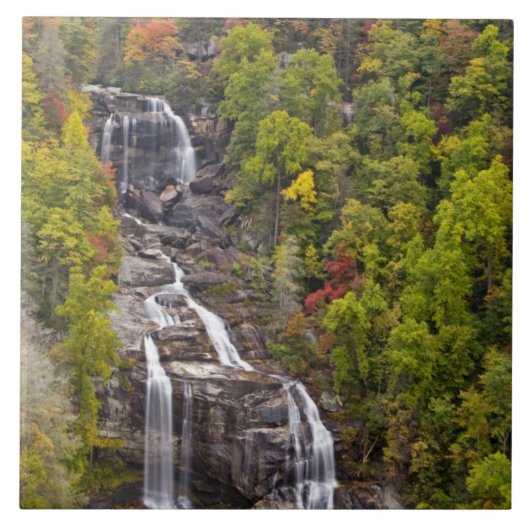 Dramatische Wasserfälle im Herbst Fliese (Vorderseite)