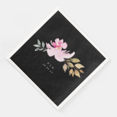 Dramatische Wasserfarbe Florals Hochzeitsmonogramm Serviette (Ecke)