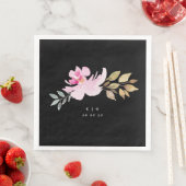 Dramatische Wasserfarbe Florals Hochzeitsmonogramm Serviette (Beispiel)