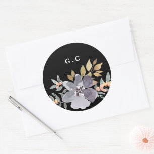Dramatische Wasserfarben Florals Hochzeit große Runder Aufkleber