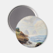 Dramatische Waves Pfund eine felsige Küste Magnet (Vorderseite/Rückseite)