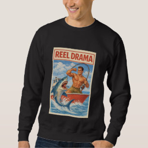 Dramatischer Angelkampf mit Hai Lustige alte Boo Sweatshirt
