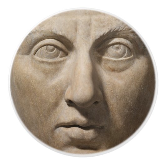 Dramatischer antiker römischer Kaiser Marmorgesich Keramikknauf (Vorderseite)