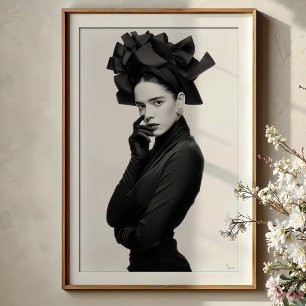 Dramatischer Bandhut: Elegantes Modeporträt Poster