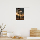 Dramatischer Baseball-Pitcher-Windup bei Sonnenunt Poster (Küche)