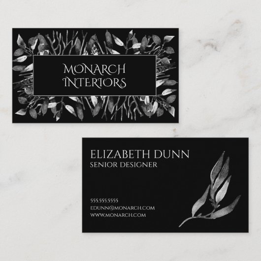 Dramatischer Blätter-Designer Visitenkarte (Vorne/Hinten)
