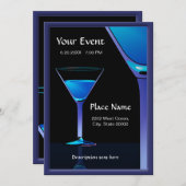 Dramatischer Blue Martini Cocktails Einladung (Vorne/Hinten)