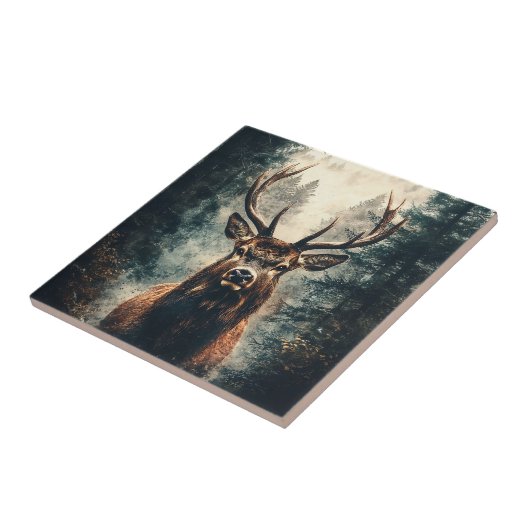 Dramatischer Elch im Wald Fliese (Seite)