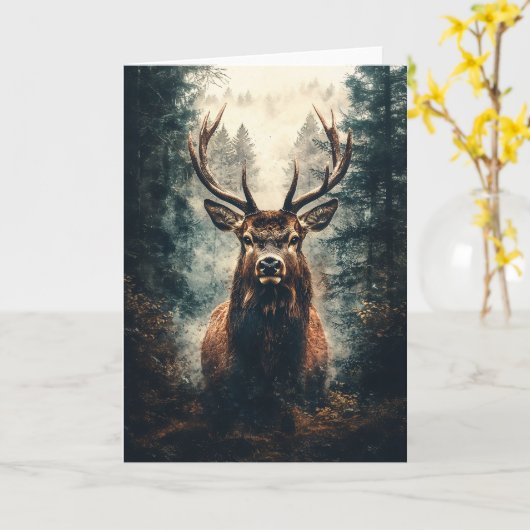 Dramatischer Elch im Wald Karte (Gelbe Blume)
