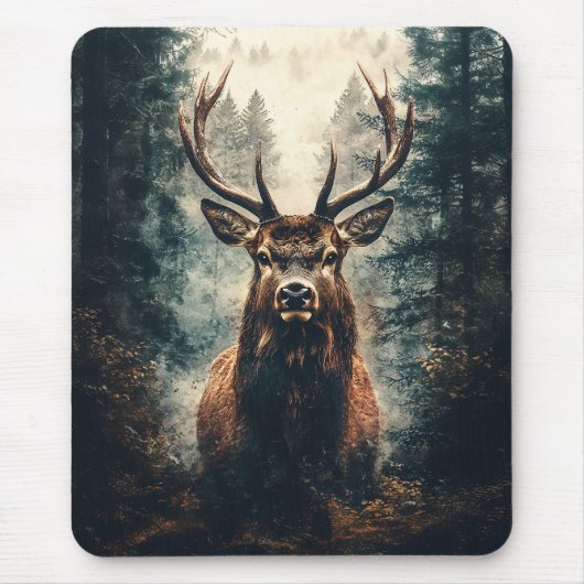 Dramatischer Elch im Wald Mousepad (Vorne)