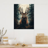 Dramatischer Elch im Wald Poster (Küche)