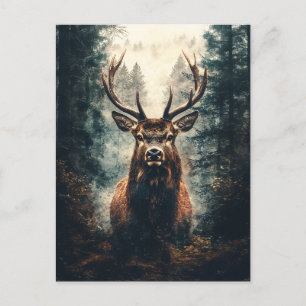Dramatischer Elch im Wald Postkarte
