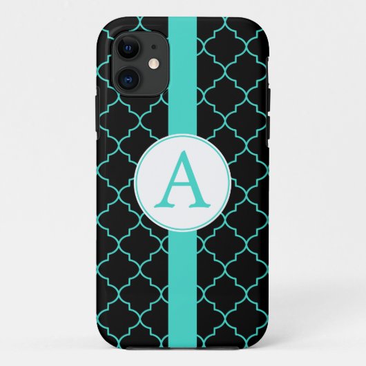 Dramatischer Fall Turquoise Monogram iPhone 5 Case-Mate iPhone Hülle (Rückseite)