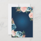 Dramatischer Glitzer Navy Blue und Blush Boho RSVP Karte (Rückseite)