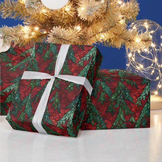 Dramatischer gotischer roter und grüner Glitter-We Geschenkpapier (Feiertage)