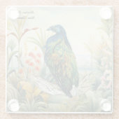 Dramatischer, handgemalter Nicobar-Taube Glasuntersetzer (Rückseite)