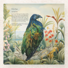 Dramatischer, handgemalter Nicobar-Taube Glasuntersetzer