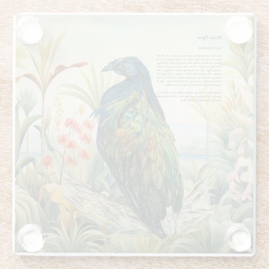 Dramatischer, handgemalter Nicobar-Taube Glasuntersetzer (Rückseite)
