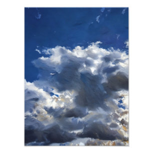 Dramatischer Himmel mit weißen Wolken auf einem st Fotodruck