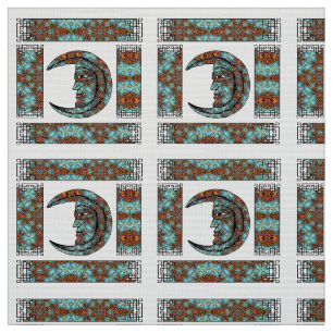 Dramatischer Moon Portrait Pattern Vintager Stil Stoff