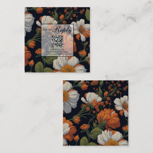 Dramatischer Orangefarbener, eleganter QR-Code Begleitkarte (Vorne/Hinten)