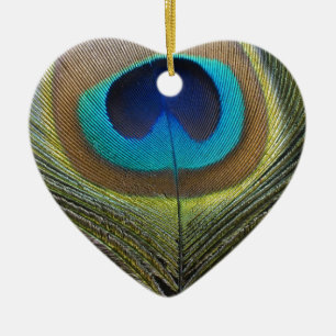 Dramatischer Pfauenfuather Keramik Ornament