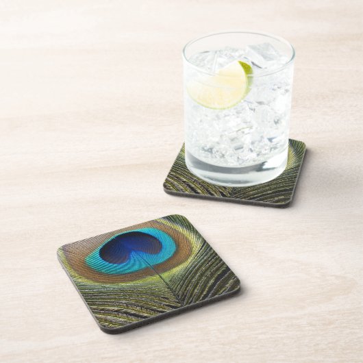 Dramatischer Pfauenfuather Untersetzer (Rechte Seite)