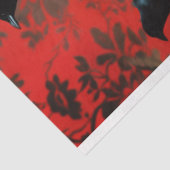 Dramatischer Red Black Floral Birdcage Hat Dekoupa Seidenpapier (Ausschnitt)