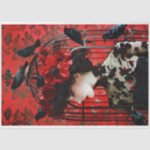 Dramatischer Red Black Floral Birdcage Hat Dekoupa Seidenpapier (Vorderseite)