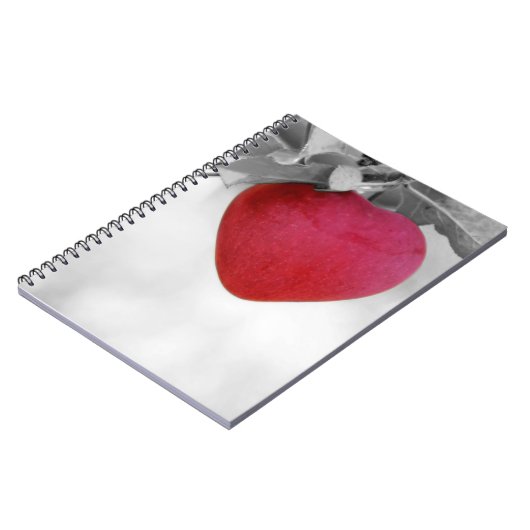 Dramatischer Red Heart Shape Apple Notizblock (Linke Seite)