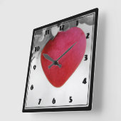 Dramatischer Red Heart Shape Apple Quadratische Wanduhr (Winkel)