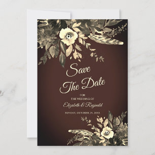 Dramatischer romantischer Fall Floral Brown Save t Einladung